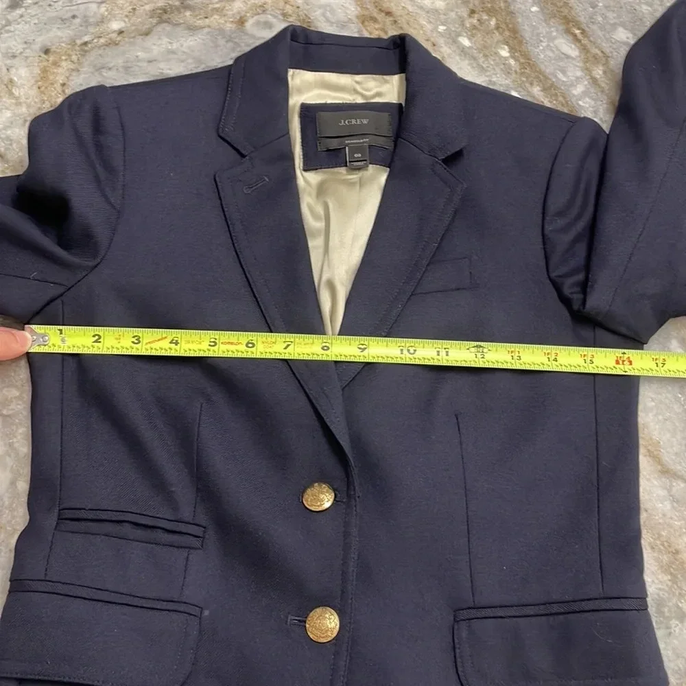 J. Crew Schoolboy Blazer Navy Blue Wool Blend Jacket Gold Buttons